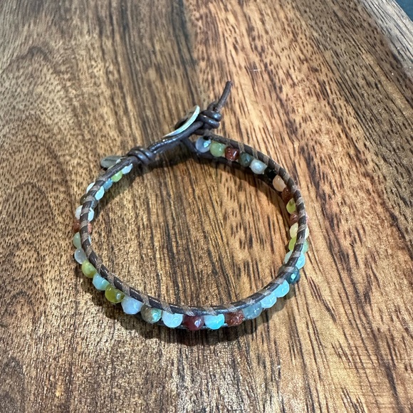 Chan Luu multi stone mix on brown leather bracelet - Picture 2 of 5